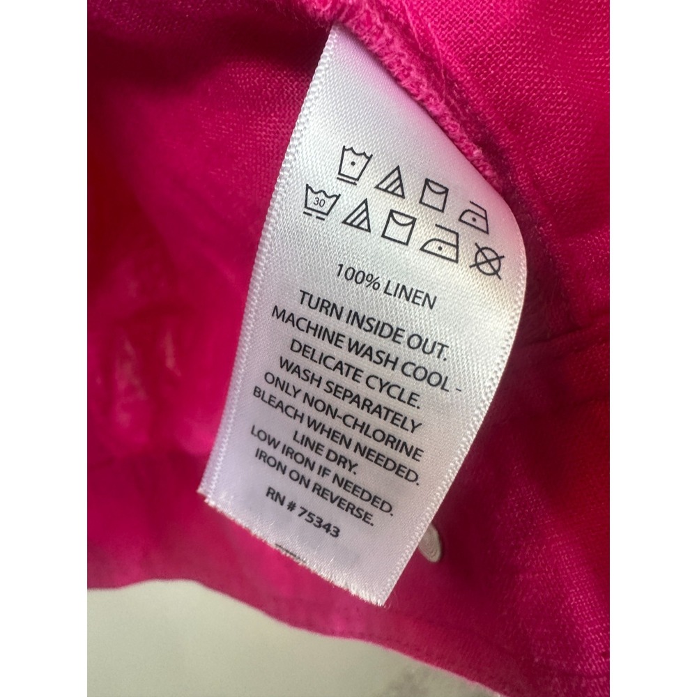 Jones & Co 100% Linen Jones New York Pink Trucker Jacket Large Fuchsia Layering - Picture 8 of 10